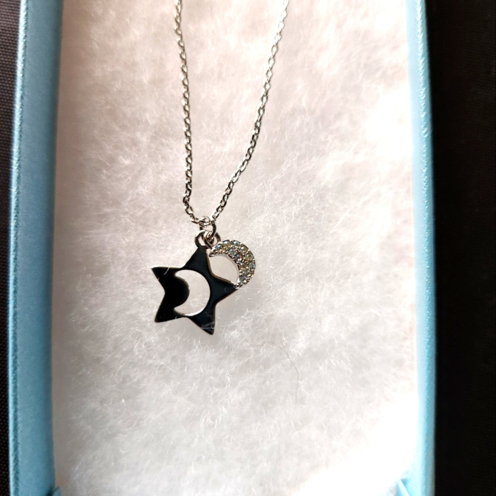 NIB Touchstone Crystal Over The Moon Necklace 1287N